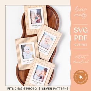 Kundenspezifischer Fotorahmen mit gravierter Nachricht Kühlschrankrahmen Muttertagsgeschenk Vintage Muster Bilderrahmen aus Holz Gravur Sentimental Geschenk