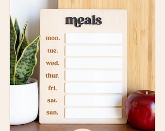 Dry Erase Weekly Meals Sign Menu Board Laser Cutting File Engraving Design