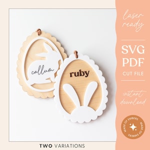 Personalisierte Osterkorb Namen Tag Vintage Jakobsmuschel 3D Laser Cut File Gravur Design | 2 Versionen