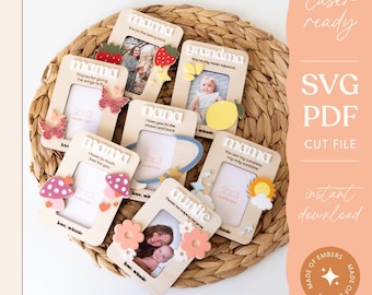 7 Fridge Photo Magnet Mother's Day Gift Wallet Size Photo Frame Pun 3D Laser Cutting File Engraving Design | BUNDLE