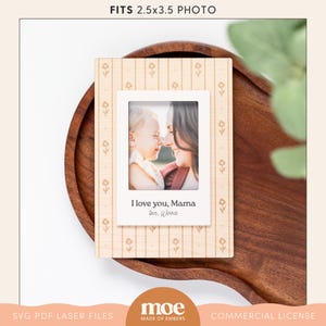 Marco de fotos personalizado con mensaje grabado Marco para refrigerador Regalo para el día de la madre Marco de fotos de madera con patrón vintage Regalo sentimental grabado