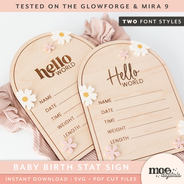 Arch Baby Birth Stat Sign Write-In Laser Cutting File Engraving Design