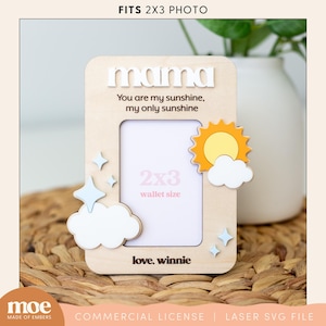 Kühlschrank Foto Magnet Muttertag Geschenk Brieftasche Größe Fotorahmen Wortspiel 3D Laser Schneiden Datei Gravur Design
