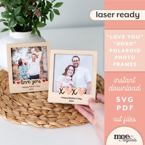 Polaroid Photo Magnet Fridge Mother's Day Gift Father's Day 4x4 Picture Frame 3D Laser Cutting File Engraving Design