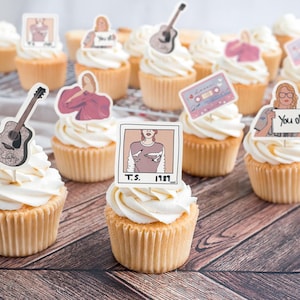 Swiftie Themed Cupcake Toppers || Birth-Tay Birthday Party Decor || In My Birthday Era || In My Fiance Era || Set of 12