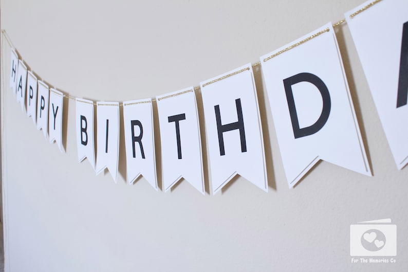 Happy Birthday Banner Classy and Elegant Party | Etsy