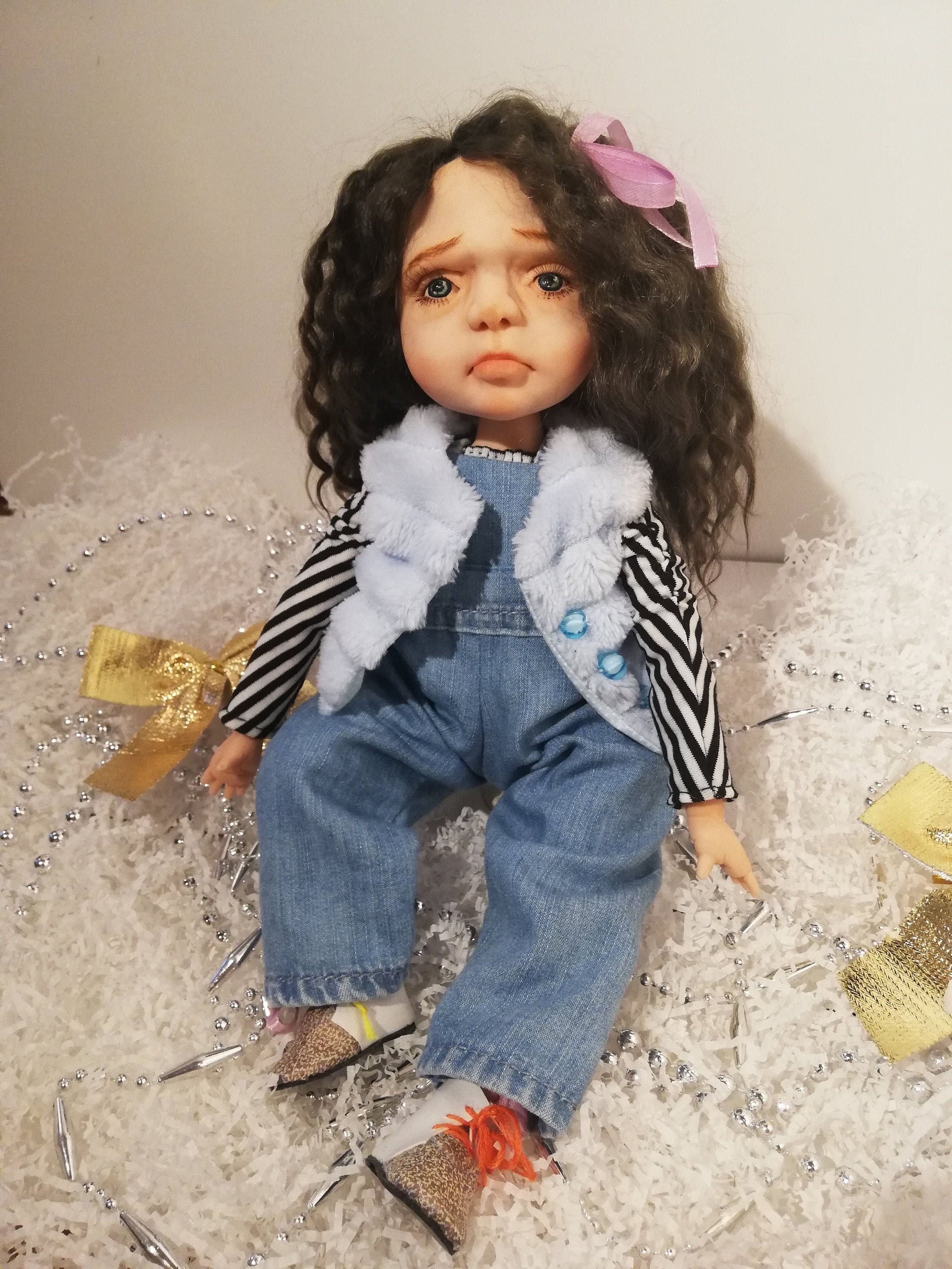 Handmade doll author's doll polymer clay products doll for Etsy