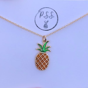 Gold tropical pineapple necklace | gold chain bright pineapple necklace  | elegant pineapple necklace