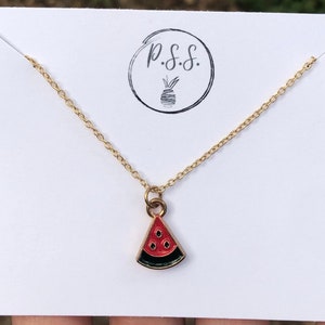 Watermelon slice necklace | cute summer necklace | bright colorful summer necklace | adorable fruit necklace