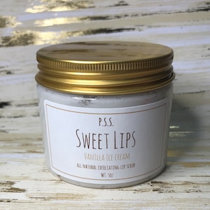 SWEET LIPS- Vanilla ice cream all natural exfoliating creamy lip sugar scrub |  whipped lip scrub | moisturizing sweet lips lip scrub