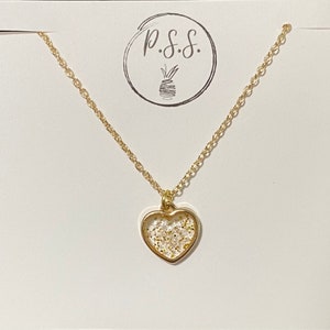 Sparkly heart necklace | handmade resin heart necklace| glittery heart necklace