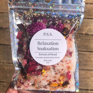 Relaxation Soaksation Botanical Bath soak | skin hydrating bath soak | Botancial spa bath | Lavender, Jasmine, Rose, & Peony botanical blend