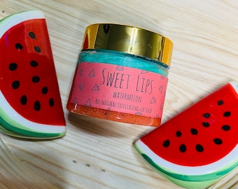 LABIOS DULCES: exfoliante labial cremoso y totalmente natural de sandía / exfoliante labial orgánico / exfoliante labial batido hidratante de labios dulces
