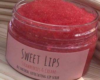 LABIOS DULCES: exfoliante labial cremoso y totalmente natural con fresas y crema / exfoliante labial orgánico / exfoliante labial batido hidratante para labios dulces