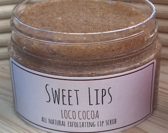 LABIOS DULCES: exfoliante labial cremoso y totalmente natural de cacao Loco / exfoliante labial orgánico / exfoliante labial batido hidratante de labios dulces
