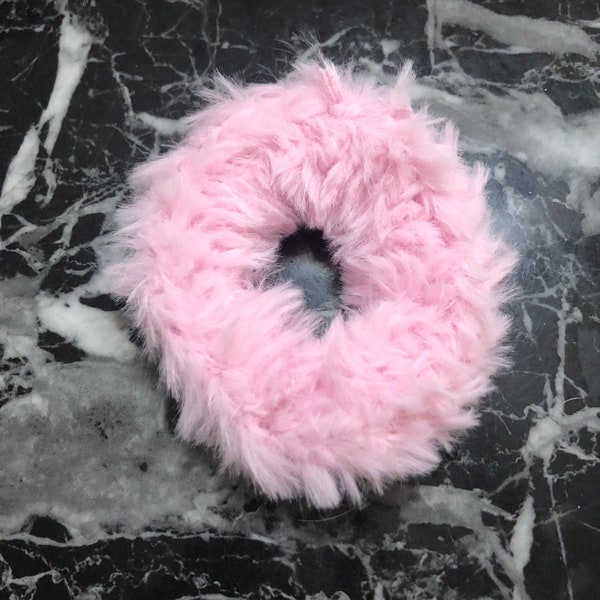 Powder puff pink crochet Hair scrunchie | meme’s crochet Super Soft hair tie | Handmade crochet hair scrunchie | no tangle hair accessories