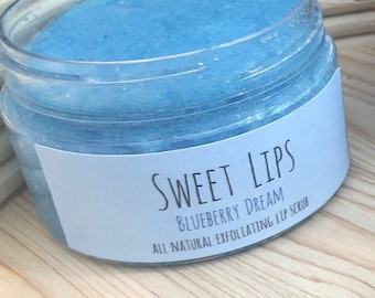 LABIOS DULCES - Exfoliante labial cremoso totalmente natural Blueberry Dream / Exfoliante labial / Exfoliante labial hidratante batido para labios dulces