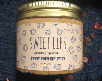 Exfoliante labial natural con azúcar y especias de calabaza dulce / Exfoliante labial orgánico batido / Exfoliante labial hidratante para labios dulces