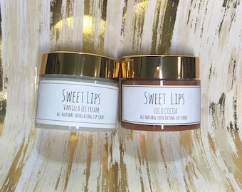 SWEET LIPS – zestaw dwóch lodów Loco Cocoa & Vanilla! | peelingujący peeling do ust z cukrem | ręcznie ubijany peeling do ust | nawilżający organiczny peeling do ust