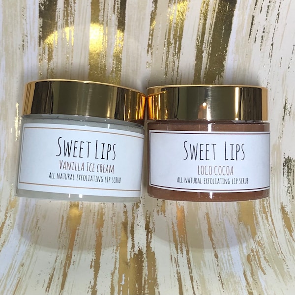 SWEET LIPS-Loco Cocoa & Vanilla ice cream twin pack! | exfoliating lip sugar scrub | hand whipped lip scrub | moisturizing organic lip scrub