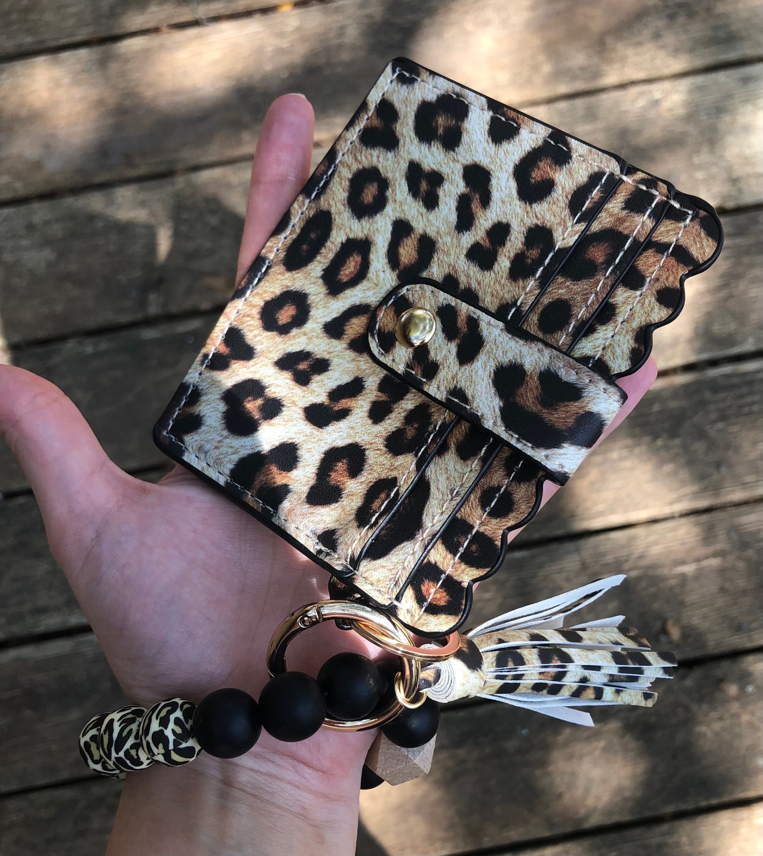 Wristlet Wallet and Keychain Leopard