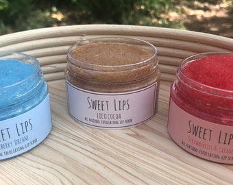 SWEET LIPS all natural creamy exfoliating lip scrub | organic lip scrub | moisturizing sweet lips whipped lip scrub