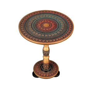 Hand-Crafted Round Side Accent Table for Living Room or End Table for Bedroom by EXCESSORIZE THAT- Boho Blue