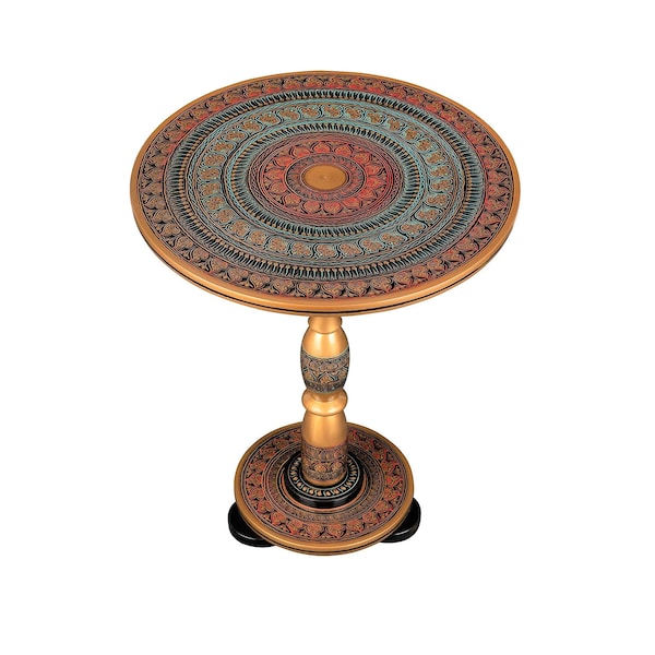 Hand-Crafted Round Side Accent Table for Living Room or End Table for Bedroom by EXCESSORIZE THAT- Boho Blue