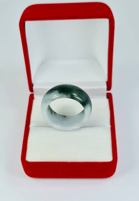 Rare Jadeite Round Ring Band (US Size 9 3/4) Grad… - image 1