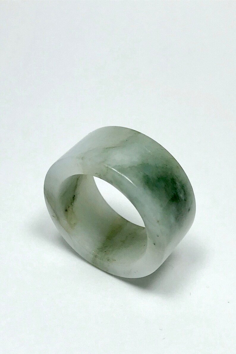 US Size 9 14 Burma Jade Jadeite Ring Thumb RingPendant Natural Grade A Jade Translucent Icy Moss In Snow Jadeite Thumb Ring Jade Band
