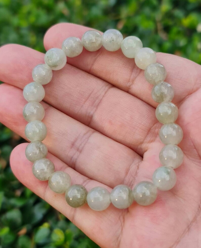 8.5mm Jadeite Jade Bracelet Round Bead Translucenticy Apple Etsy
