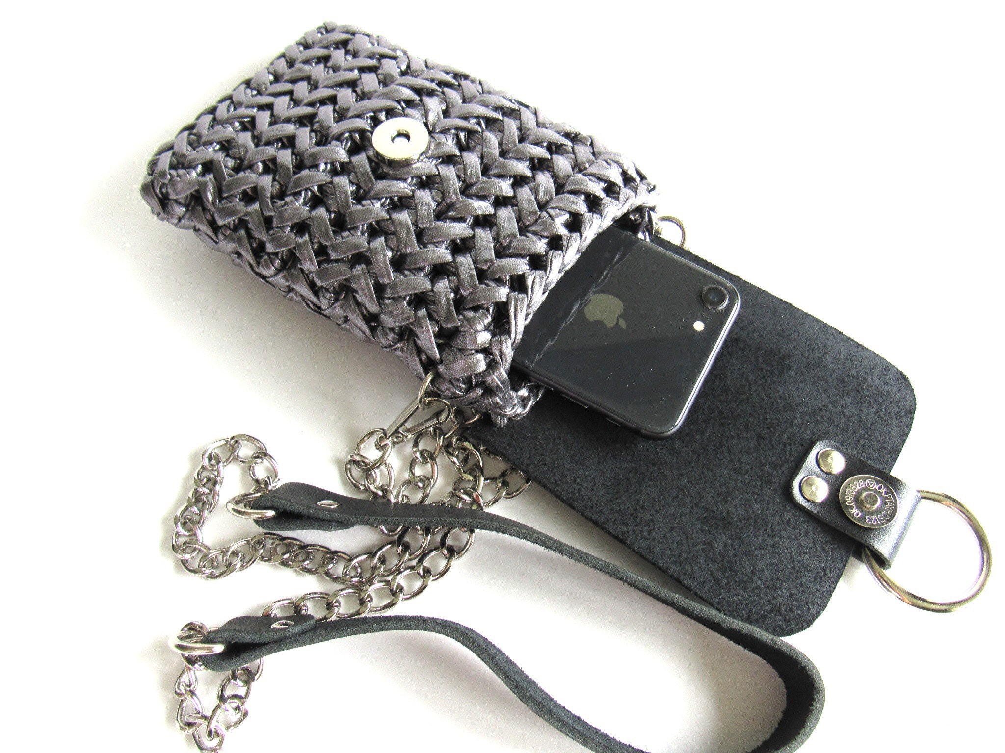 Crossover phone purse Crossbody nickel mini leather cell Etsy