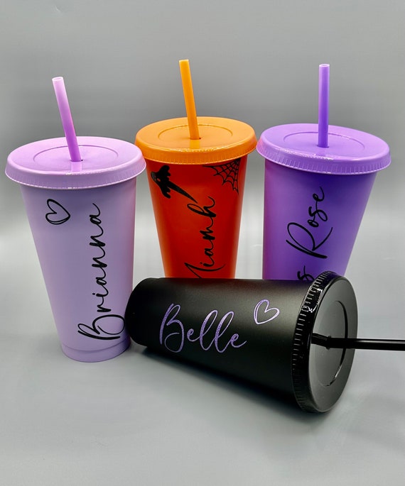 Personalised Cold Cup With Straw, Starbucks Inspired, Pastel