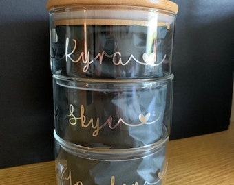 Personalised Glass Stacked Storage Jar | Christmas Gift | Stocking Filler