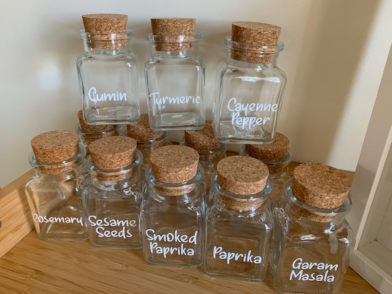 Mini Glass Spice Jars With Personalised Labels Etsy
