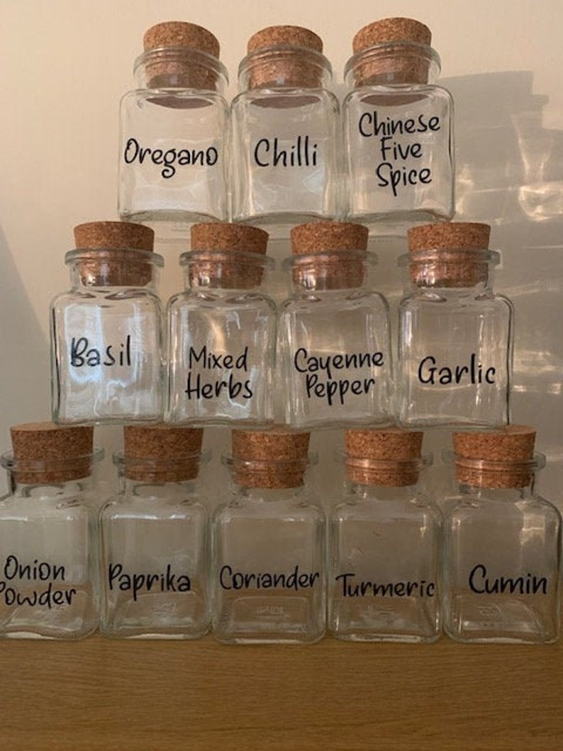 Mini Glass Spice Jars With Personalised Labels Etsy UK