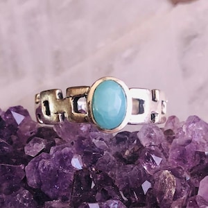 Larimar sterling filigree silver ring