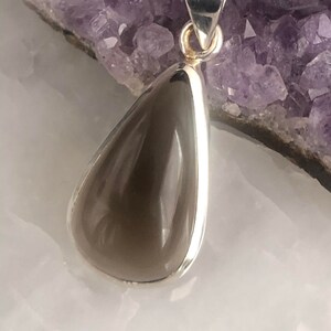 Smoky quartz drop silver pendant
