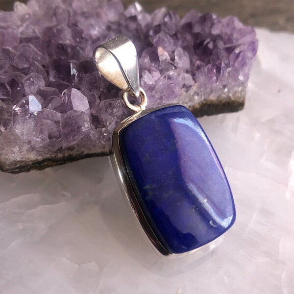 Magnifique pendentif en argent et Lapis Lazuli en forme de rectangle