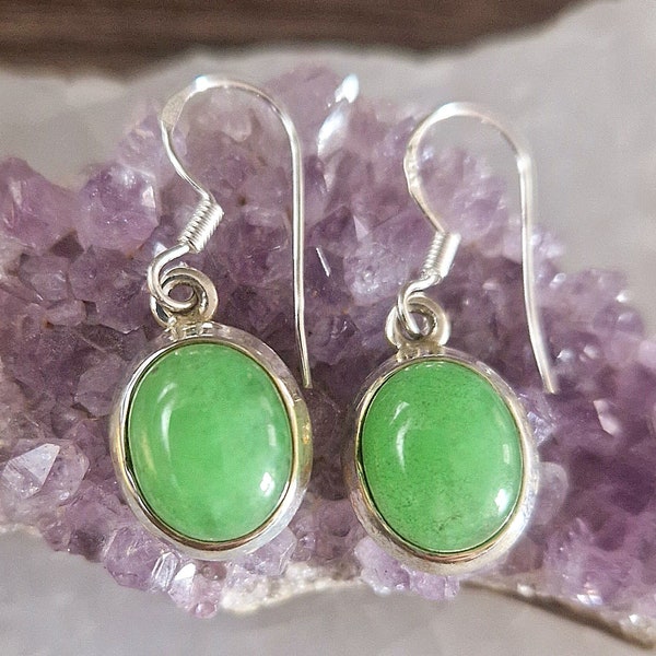 Belles Boucles d’oreilles argent 925 et pierre naturelle Jade