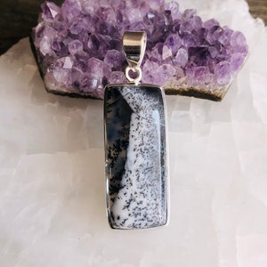 Handmade dendritic Opal silver pendant