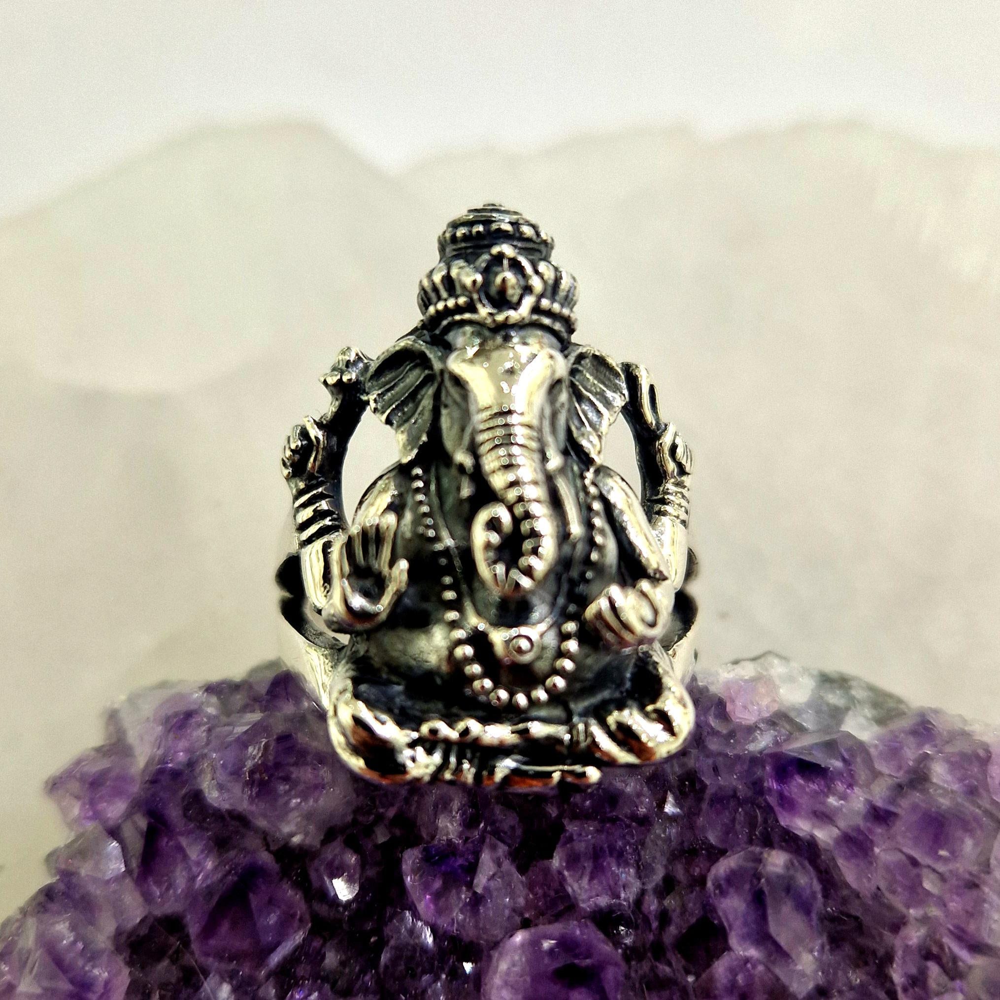 ユニークなハンドメイドシルバーガネーシャリングFRサイズ58 - Etsy 日本