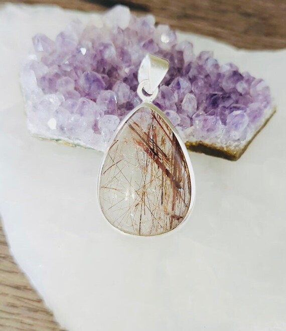 Handmade Golden Rutilated Quartz Silver Drop Pendant - Etsy