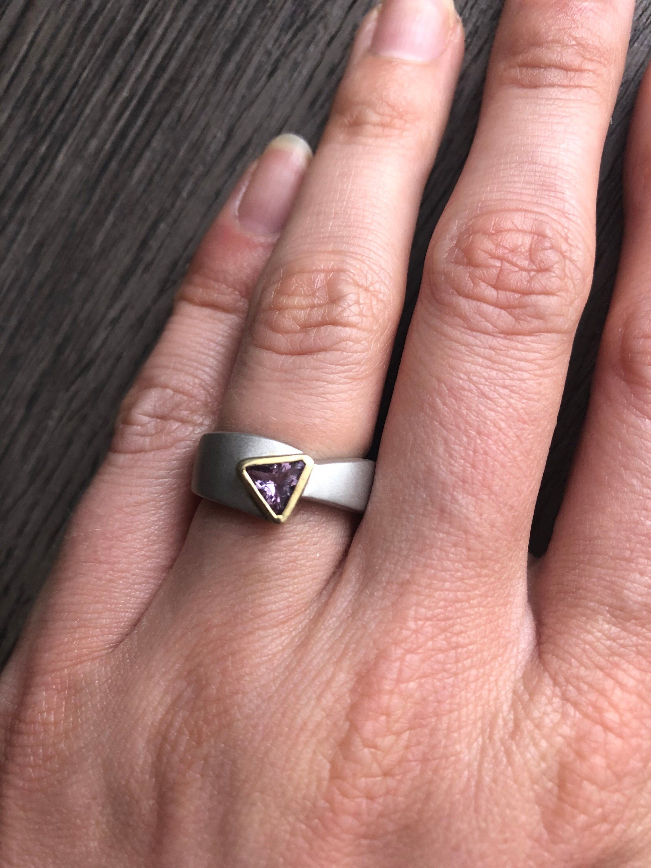 Bague Argent 925 Et Améthyste - Monture Ciselée, Taille 58, Référence BA-AR-51, Neuf étiquettes