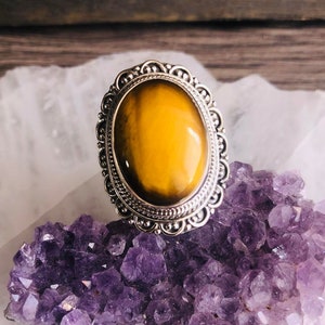 Prachtige Tiger oog zilveren ring