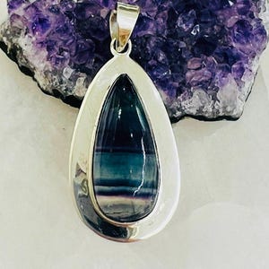Splendid Fluorite silver pendant drop shape