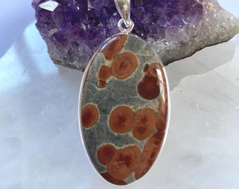 Peanut Obsidian silver pendant oval shape