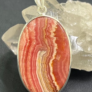 Magnifique pendentif Rhodochrosit 925 silber, pierre naturelle ovale