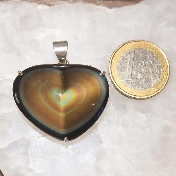 Pendentif En Obsidienne Oeil Céleste Naturel - Serti Argent 925 - Pièce Unique - Neuf Sans Boîte