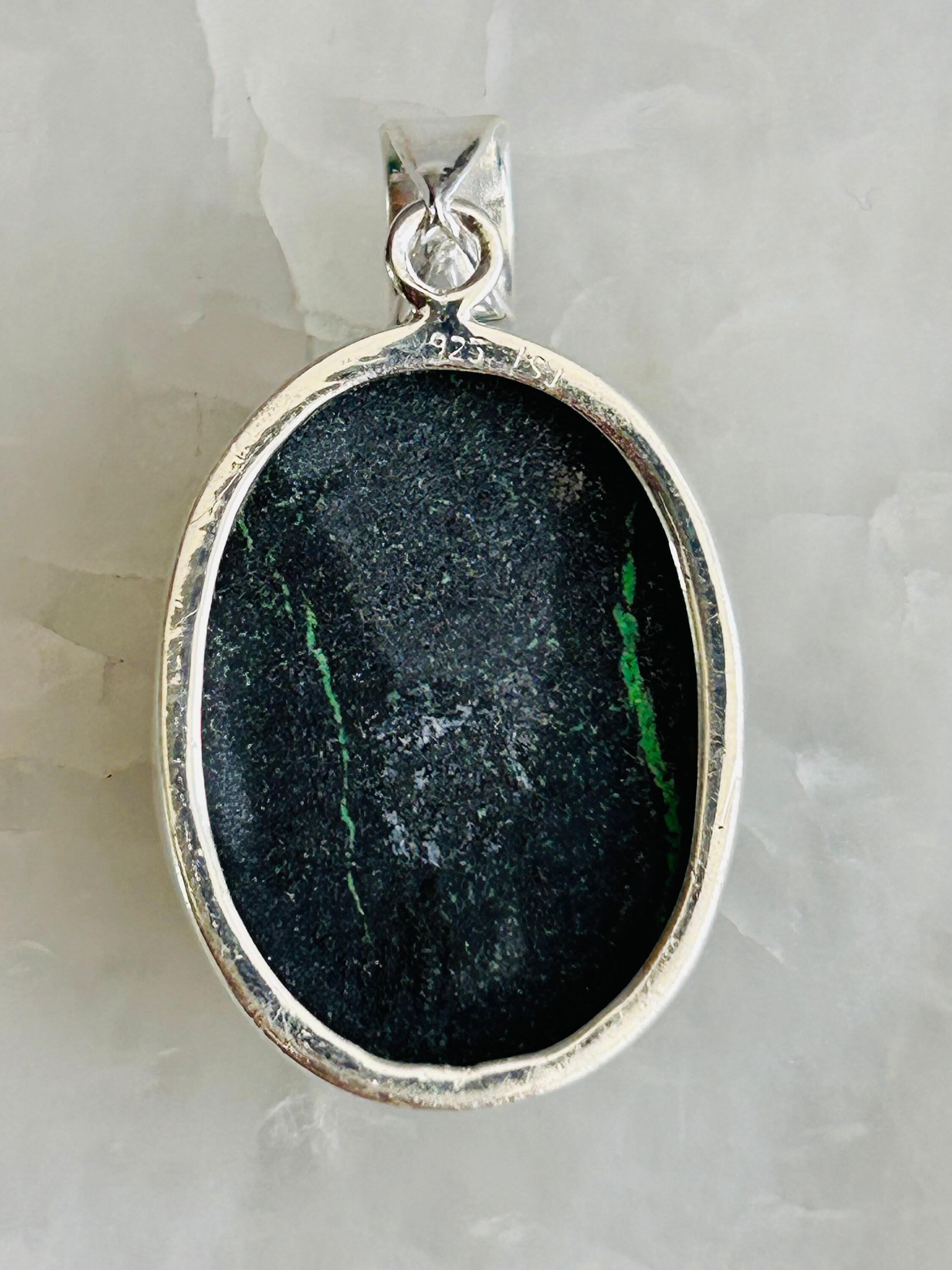 Pendentif En Argent Sterling 925 Avec Uvarovite Brute - Collier Câble Russe, 41mm - Neuf Avec Étiquettes